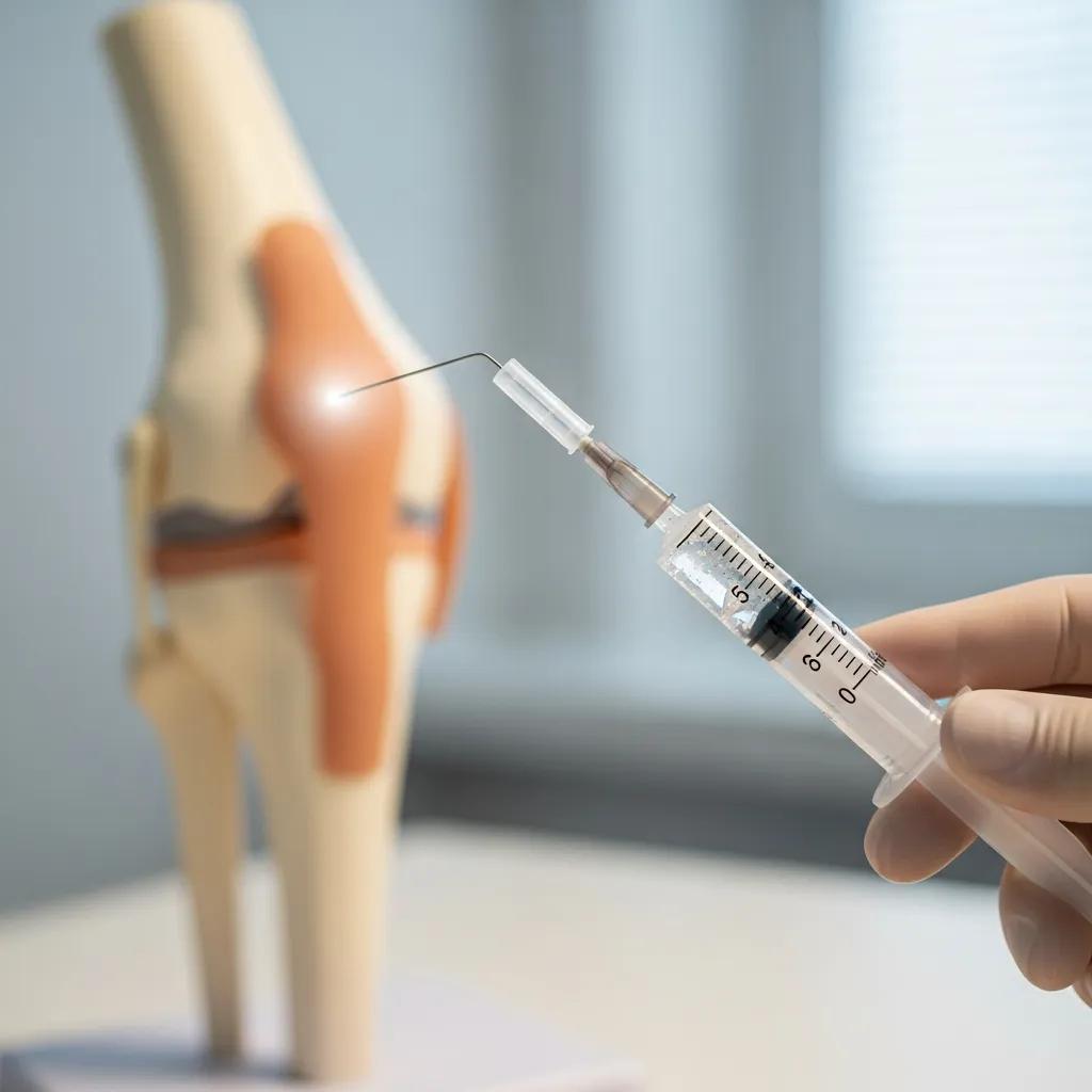 Preparing a hyaluronic acid injection for a knee joint