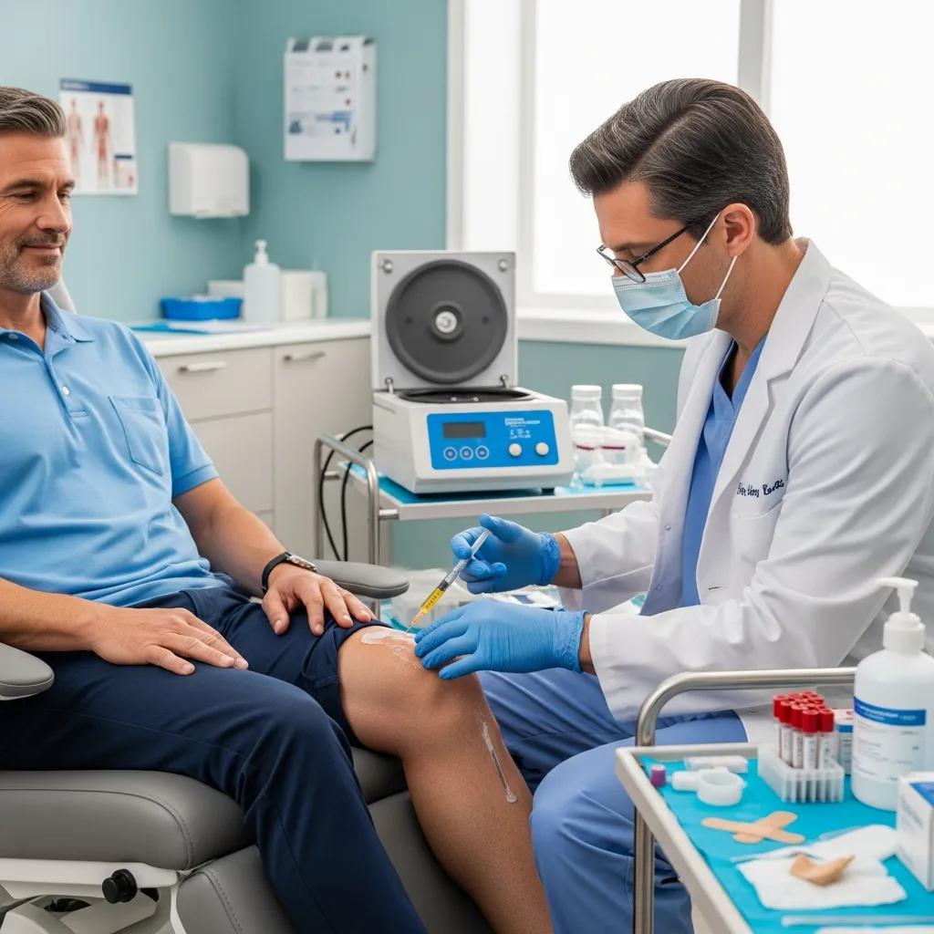 Clinician preparing and delivering Platelet‑Rich Plasma treatment at RRMG
