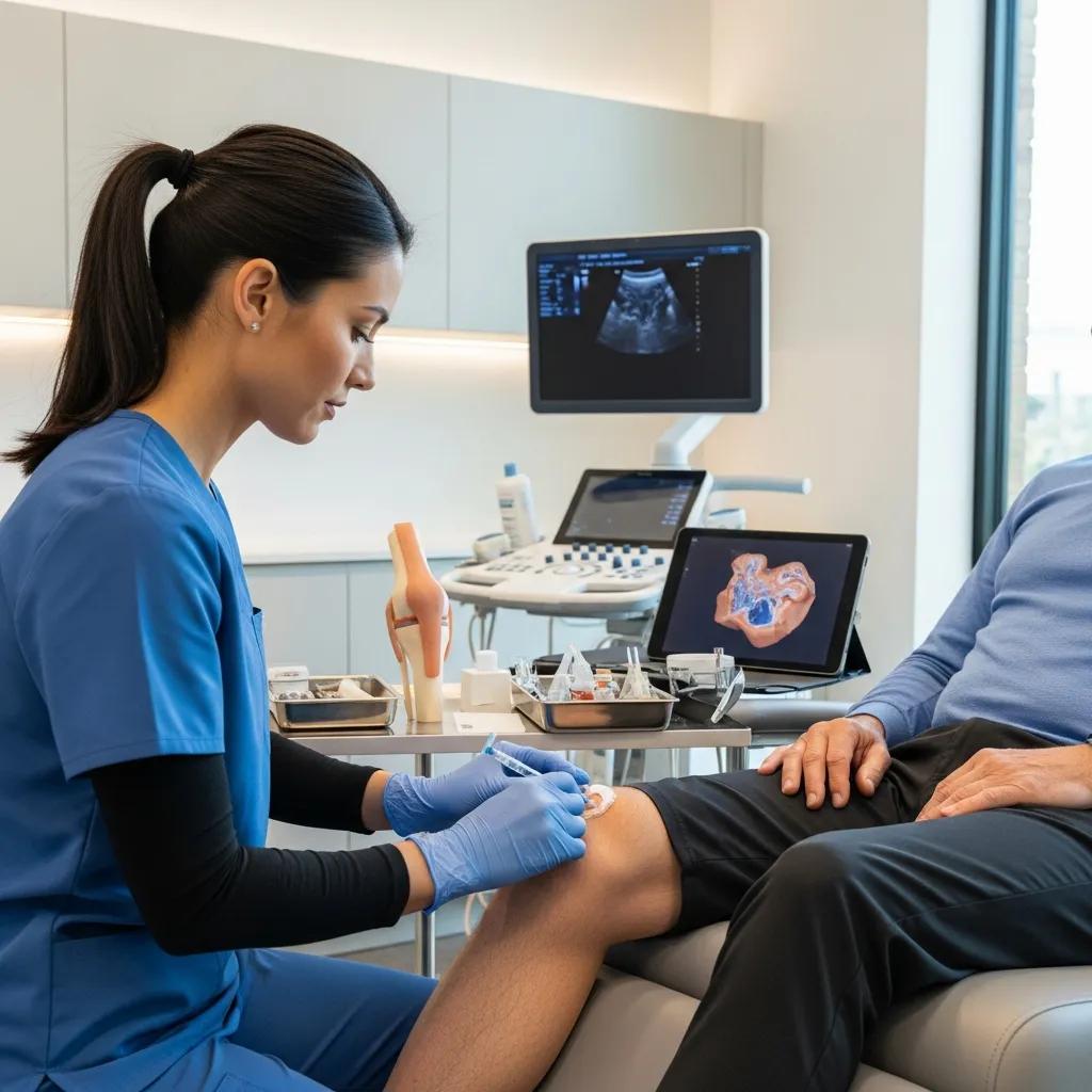 Clinician demonstrating a minimally invasive spine treatment in a modern clinic setting