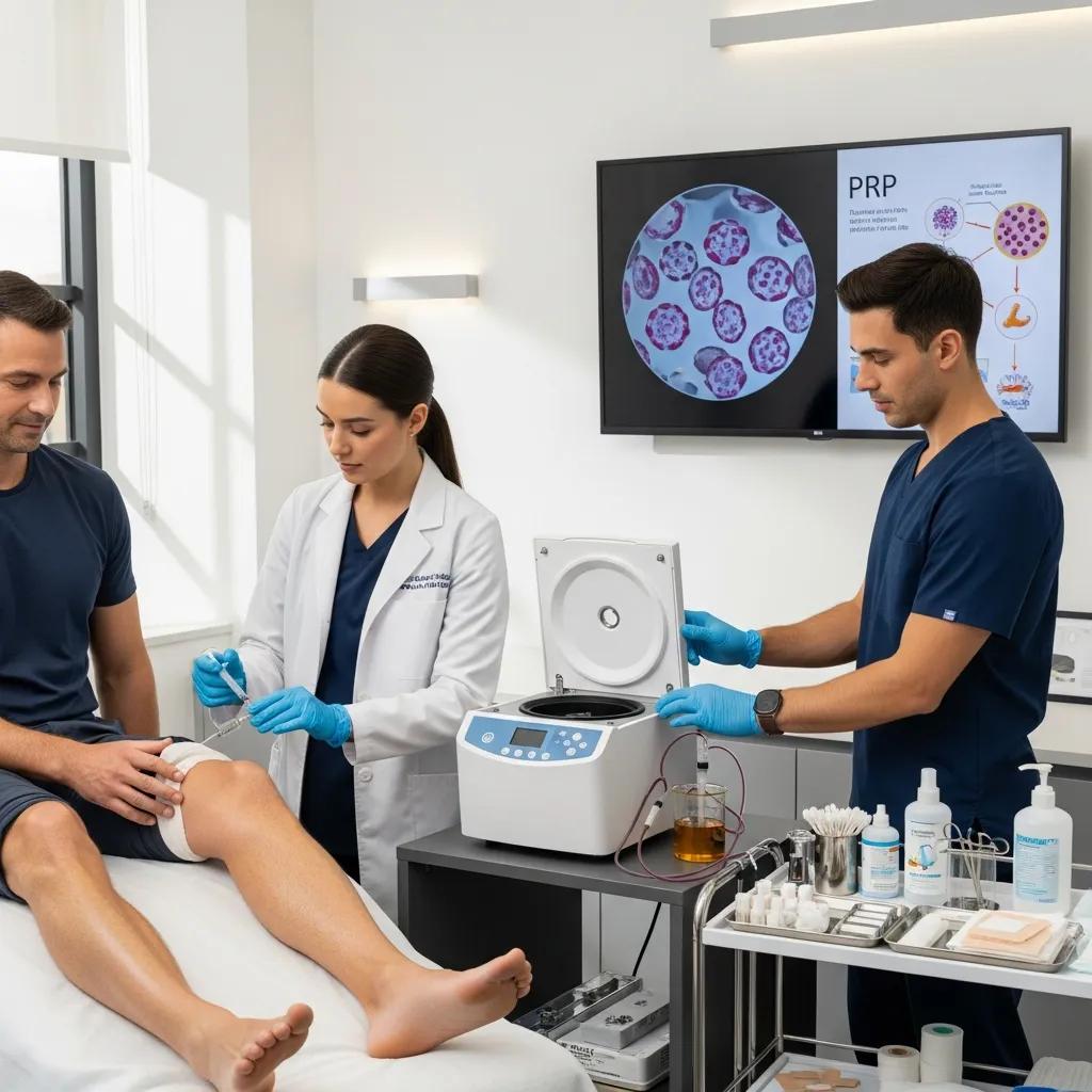 Patient receiving PRP treatment at a modern regenerative orthopaedics clinic