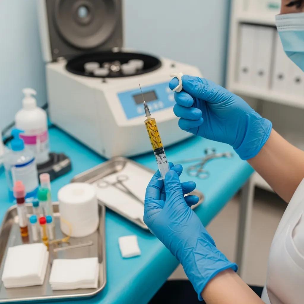 Preparing a Platelet‑Rich Plasma (PRP) treatment for a patient’s hip