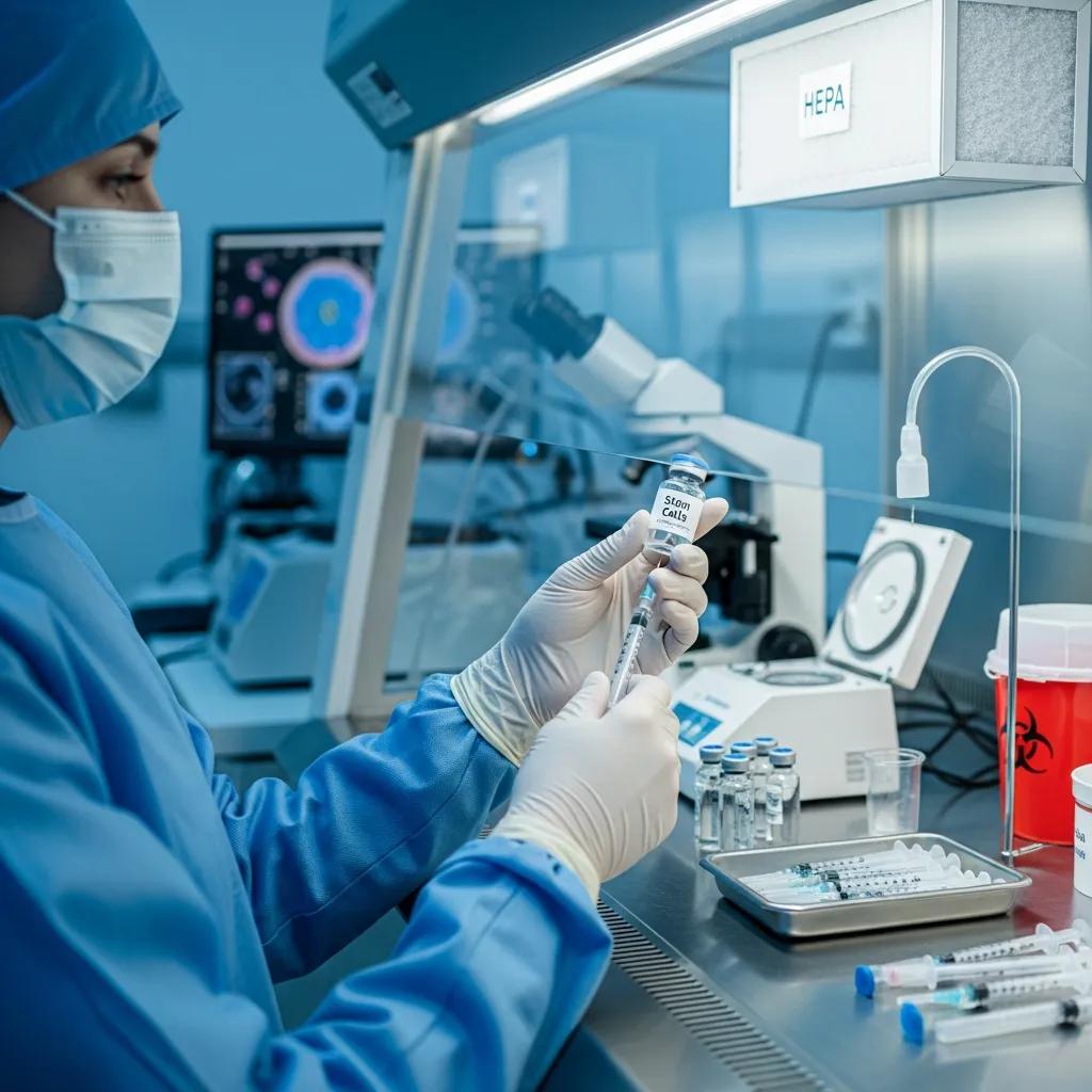 Clinician preparing a stem cell treatment — targeted regenerative care for ankle ligament repair