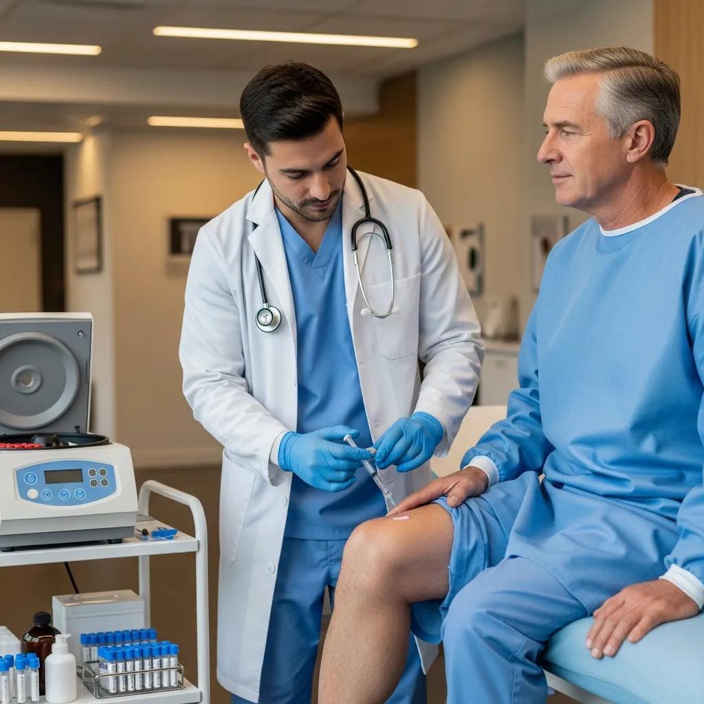 Patient receiving a PRP injection for joint pain at RRMG